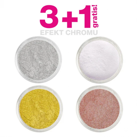 3+1 GRATIS zestaw pyłek do zdobienia Chrome Effect nr 8 Zorza Polarna