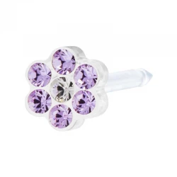 Kolczyk przekłuciowy Daisy Violet/Crystal 5mm plastik medyczny