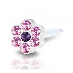 Kolczyk przekłuciowy Daisy Light Rose/Amethyst 5mm plastik medyczny