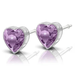 Kolczyki ozdobne Heart Light Amethyst 6mm plastik medyczny 2szt