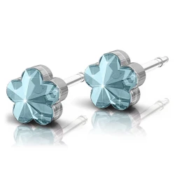 Kolczyki ozdobne Flower Aquamarine 6mm plastik medyczny 2szt