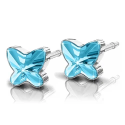 Kolczyki ozdobne Butterfly Aquamarine 5mm plastik medyczny 2szt