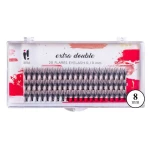 Kępki rzęs Extra Double Knot-Free czarne C 8mm x 0,10mm