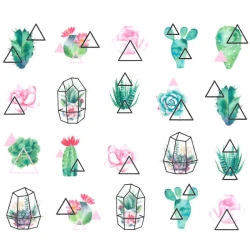 Naklejki wodne do zdobienia paznokci Cactus Nail Art Stickers