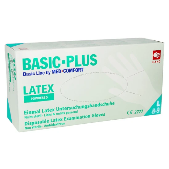 Rękawiczki lateksowe pudrowane Basic-Plus Med-Comfort (L) 100szt