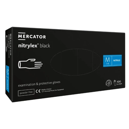 Rękawiczki nitrylowe bezpudrowe Nitrylex black (M) 100szt