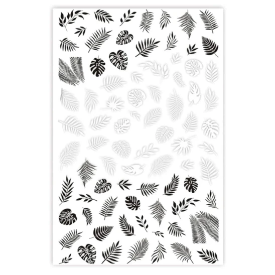 Naklejki do zdobienia paznokci Black & White Leaves Nail Art Stickers