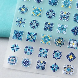 Naklejki do zdobienia paznokci Portuguese Azulejo Pattern Tile Nail Art Stickers