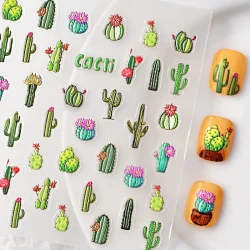 Naklejki do zdobienia paznokci Cacti Nail Art Stickers