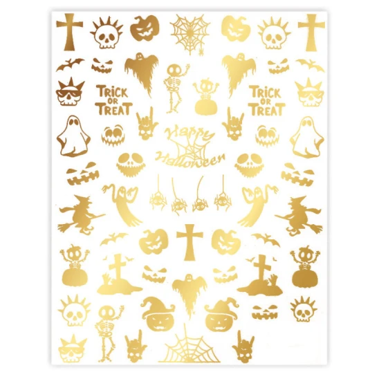 Naklejki do zdobienia paznokci Halloween Trick or Treat Gold Nail Art Stickers