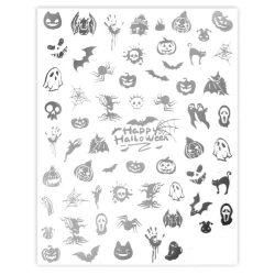 Naklejki do zdobienia paznokci Happy Halloween Silver Nail Art Stickers