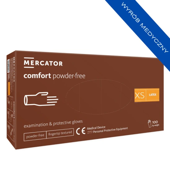 Mercator Comfort powder-free Rękawiczki lateksowe bezpudrowe XS 100szt