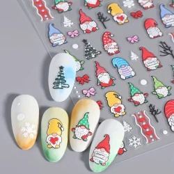 Naklejki do zdobienia paznokci Christmas Gnomes Nail Art Stickers