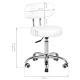 Taboret kosmetyczny obrotowy 007 z oparciem (biało-srebrny)