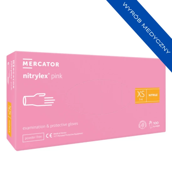 Rękawiczki nitrylowe bezpudrowe Nitrylex Pink (XS) 100szt