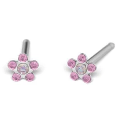 Kolczyk BABY do przekłuwania uszu 7582-60155 Stokrotka w odcieniach różu
