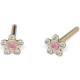 Kolczyk do przekłuwania uszu 7531-6410 Mini Stokrotka brylantowa z różowym środkiem