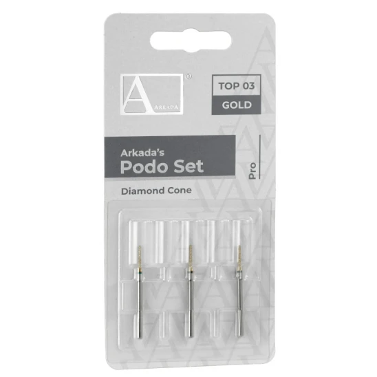 Zestaw frezów podologicznych Arkada’s Podo Set Top 03 Gold 3szt