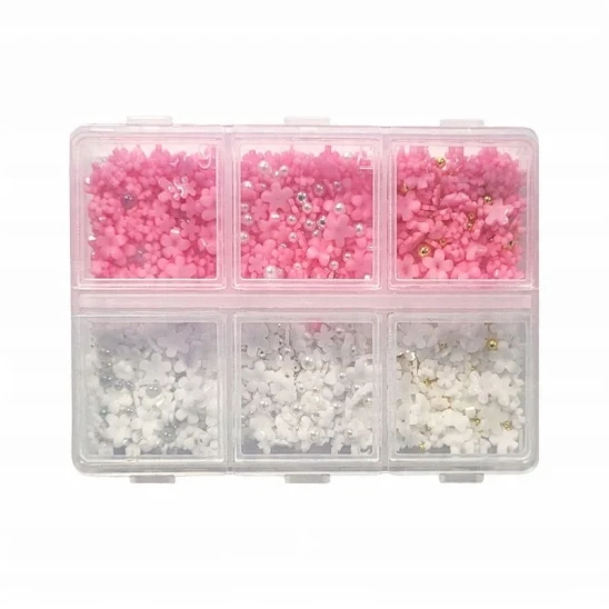 Ozdoby do dekoracji paznokci Daisy Flowers & Caviar Beads
